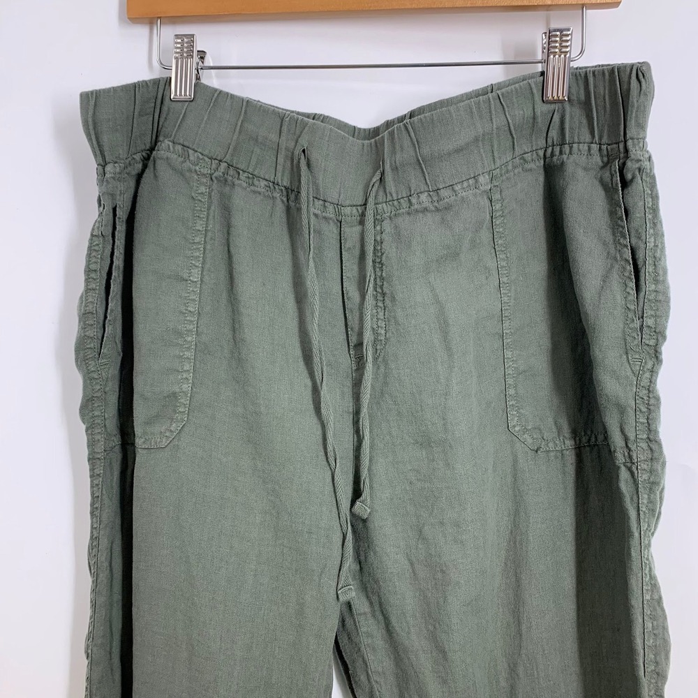 Caslon Womens Olive Green 100% Linen Blend Drawstring‎ Jogger Pants Size L - Picture 4 of 13